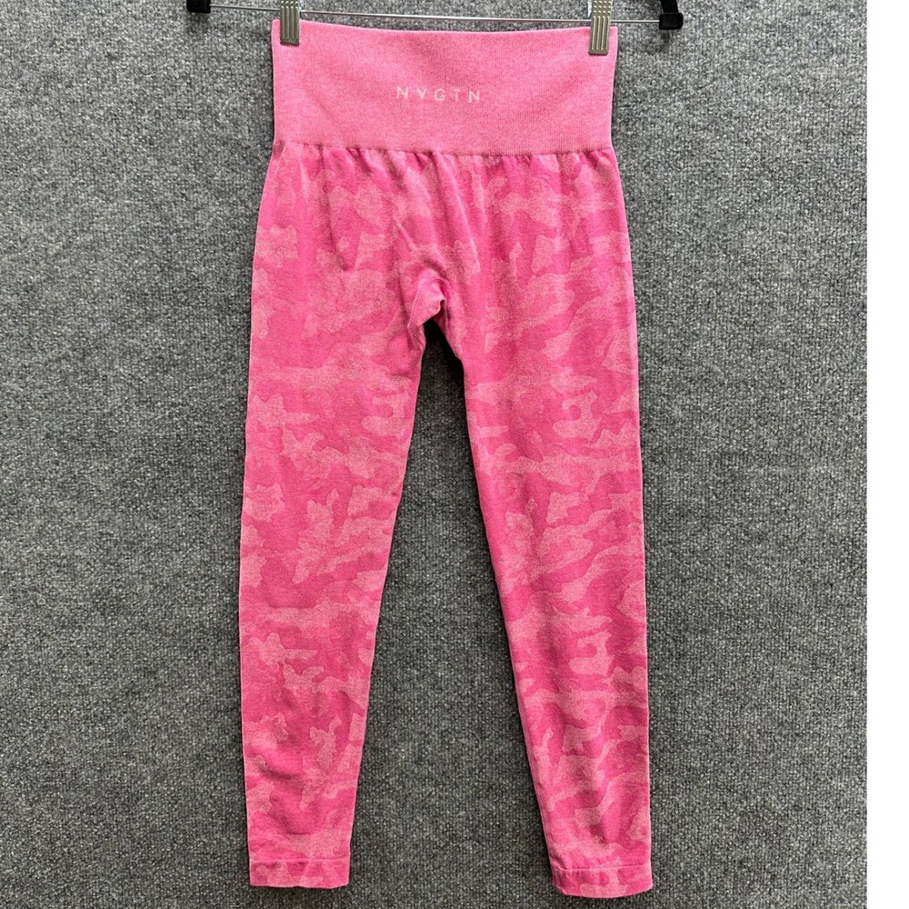 NVGTN Womens Pink Camo Seamless High Waisted Workout Gym Leggings Small